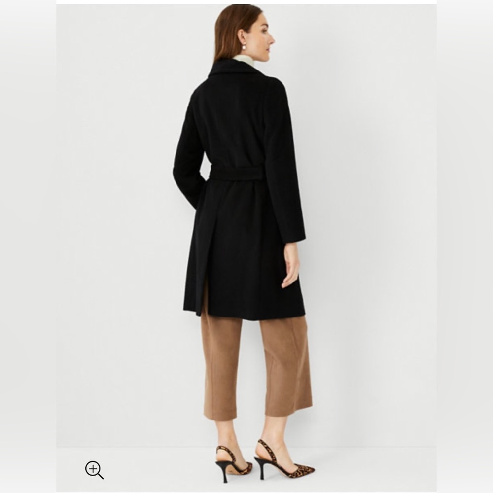 NWT Ann Taylor XXSP Black Petite Wool Blend Belted
Funnel Neck Coat - Picture 2 of 14